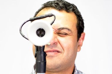 Dr. Amr jokingly acts like the camera is his eye